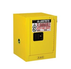 Justrite 890400 Flammable Safety Cabinet 4 Gallon (15L) Yellow Manual Closing 1 Door, 1 Shelf