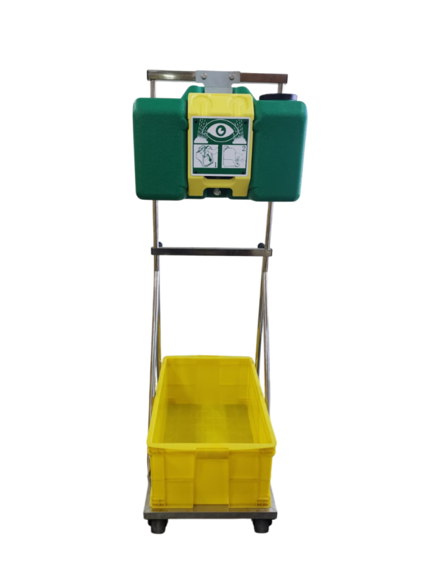H-CARTPE - 34L PORTABLE EYEWASH WITH HAND CART TROLLEY AND YELLOW DRIP TRAY
