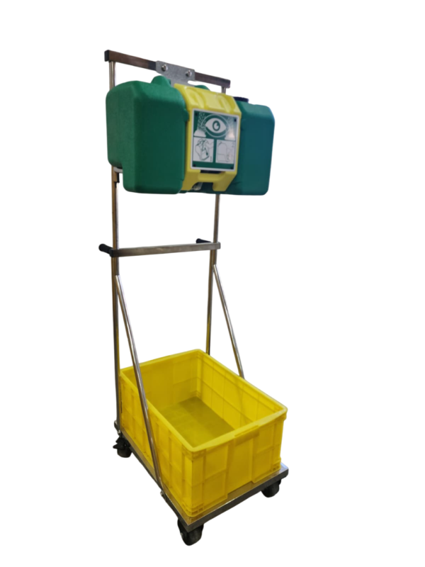 H-CARTPE - 34L PORTABLE EYEWASH WITH HAND CART TROLLEY AND YELLOW DRIP TRAY - Image 2